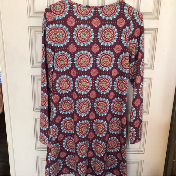 Cece Dress SzM South Western Pattern Gold Bar REd/Turquoise Knee Length Knit - Picture 3 of 5